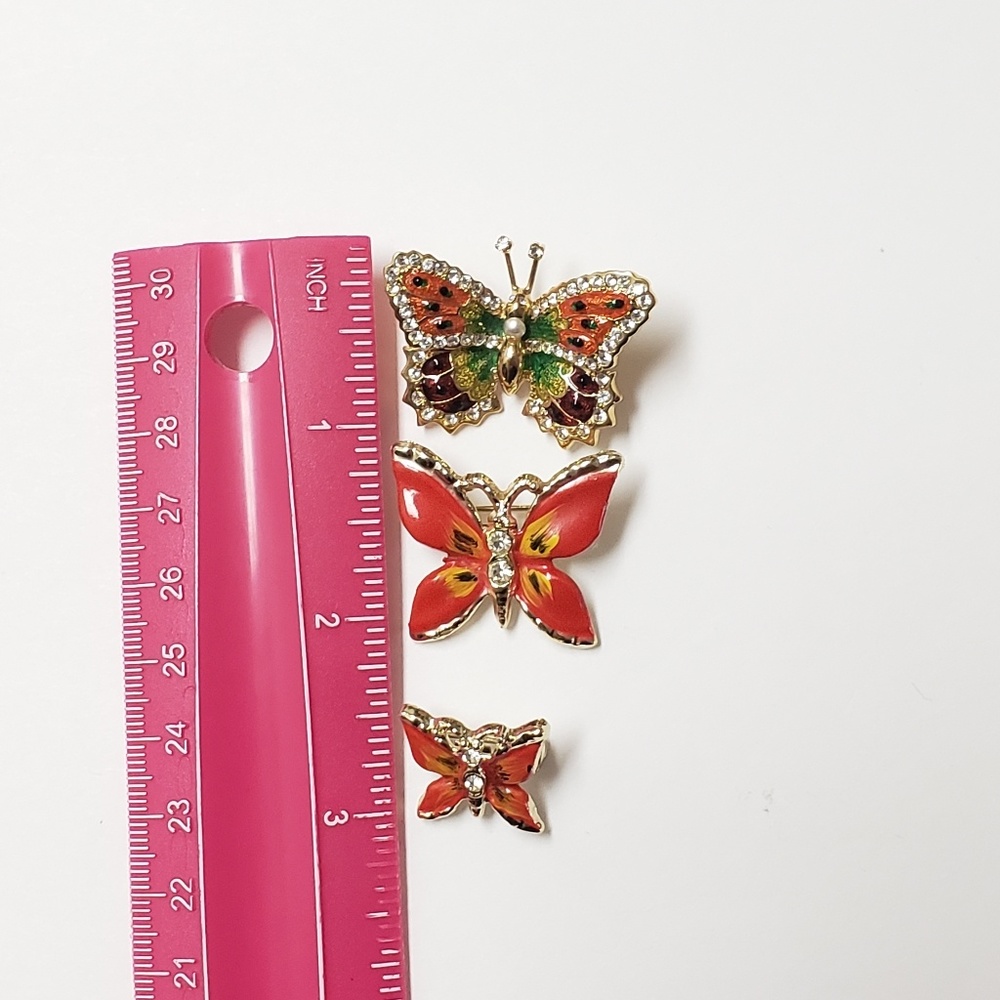 Butterfly Enamel Brooch set, 3 Pins, Wholesale - Picture 2 of 7